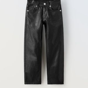 Zara Waxed Denim Pants Sz 6